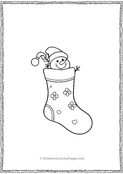 Christmas Stocking With A Snowman Free PDF Printable