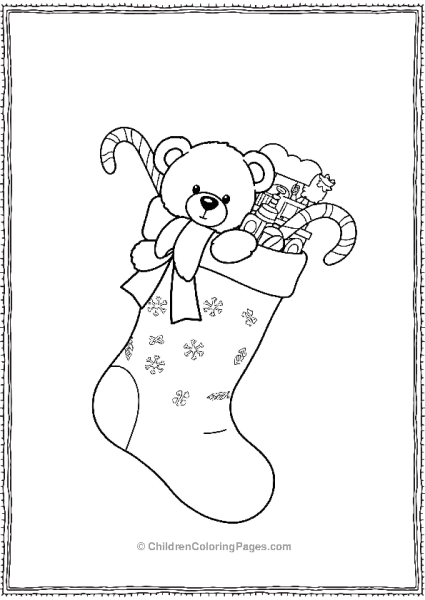 Christmas Stocking With A Teddy Bear Free PDF Printable