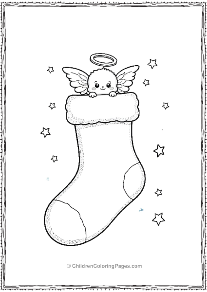 Christmas Stocking With Angel Hallow Free PDF Printable