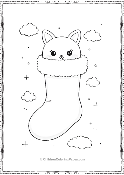 Christmas Stocking With Animal Ears Free PDF Printable