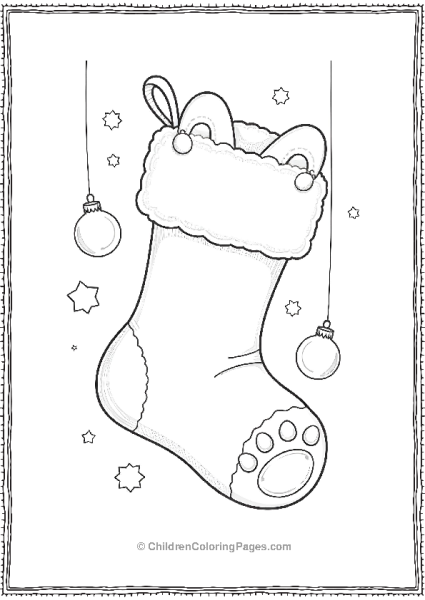 Christmas Stocking With Animal Paws Free PDF Printable