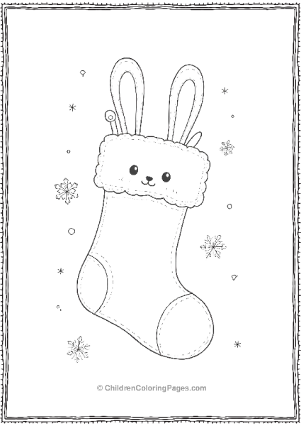 Christmas Stocking With Bunny Ears On Top Free PDF Printable