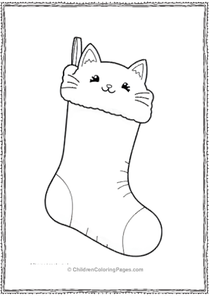 Christmas Stocking With Cat Face Free PDF Printable