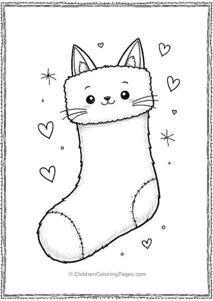 Christmas Stocking With Cat Whiskers Free PDF Printable