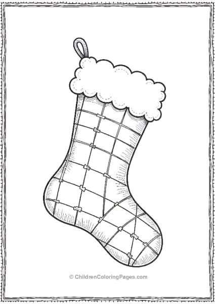 Christmas Stocking With Checkered Pattern Free PDF Printable