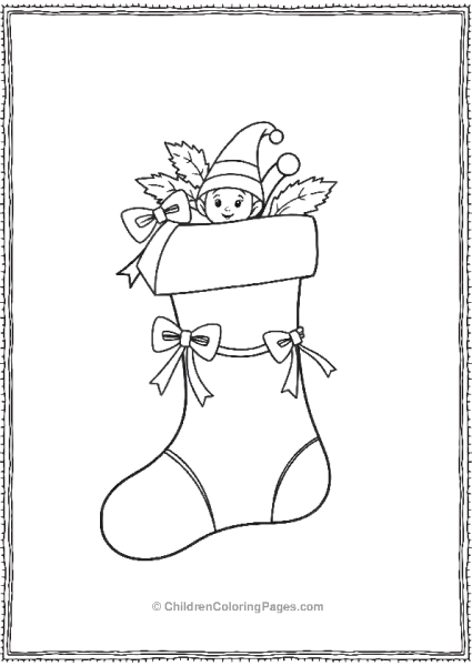 Christmas Stocking With Festive Ribbons Free PDF Printable