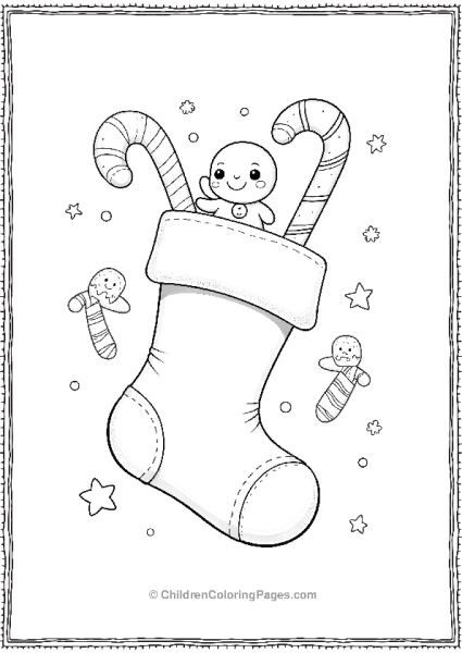 Christmas Stocking With Ginger Bread Free PDF Printable