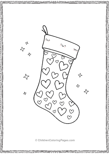 Christmas Stocking With Heart Shaped Patterns Free PDF Printable