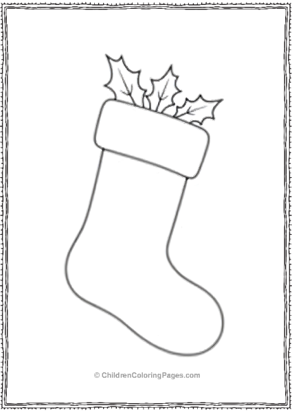 Christmas Stocking With Leaves Free PDF Printable