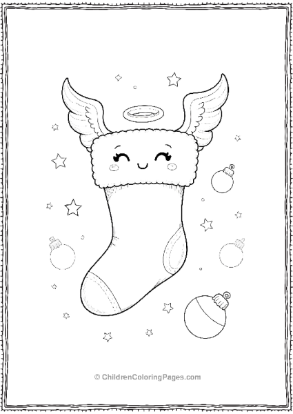 Christmas Stocking With Little Angle Wings Free PDF Printable