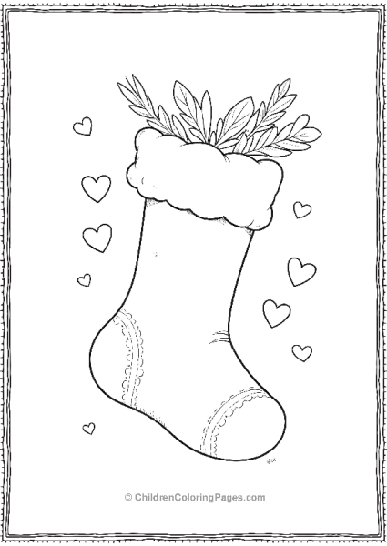 Christmas Stocking With Little Hearts Free PDF Printable