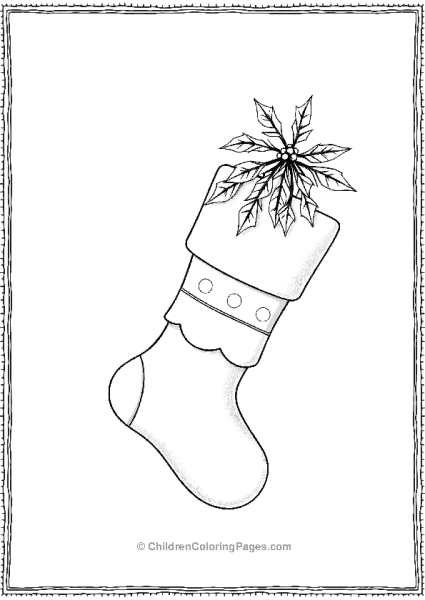 Christmas Stocking With Miseltoe Tied To End Free PDF Printable