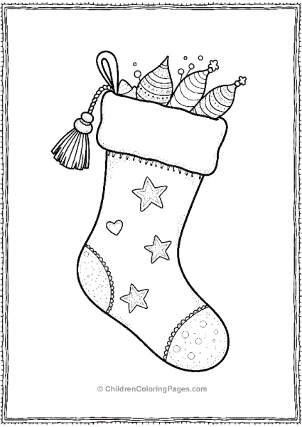 Christmas Stocking With Playful Oversized Tassels Free PDF Printable