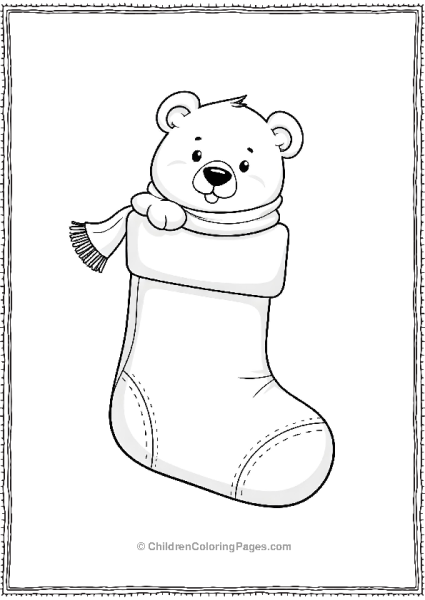 Christmas Stocking With Polar Bear Free PDF Printable