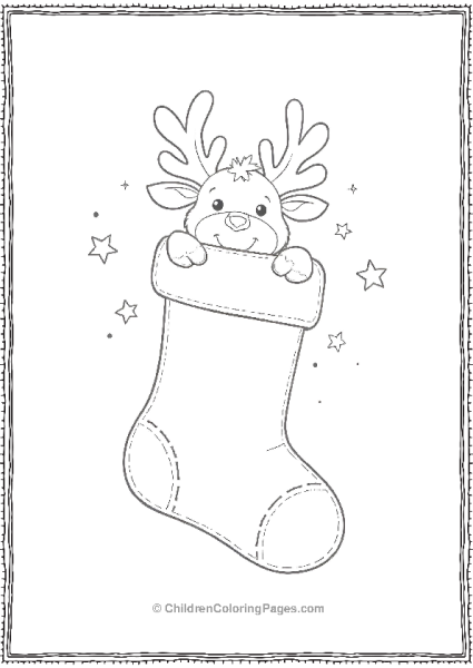 Christmas Stocking With Reindeer Peeking Out Free PDF Printable