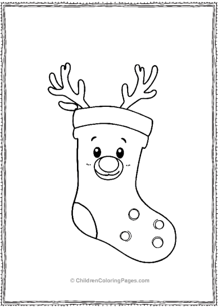 Christmas Stocking With Reindeer Face Free PDF Printable