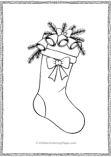 Christmas Stocking With Row Of Bells Free PDF Printable