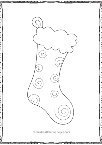 Christmas Stocking With Simple Swirls Free PDF Printable