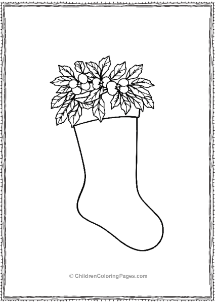 Christmas Stocking With Simple Wreath Free PDF Printable