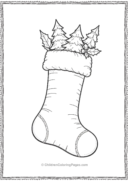 Christmas Stocking With Small Chritmas Tree Free PDF Printable