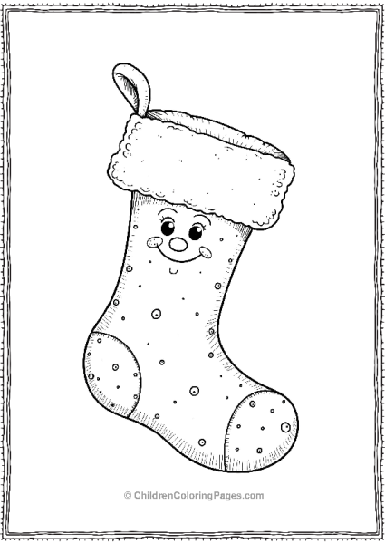 Christmas Stocking With Swirls And Dots Free PDF Printable