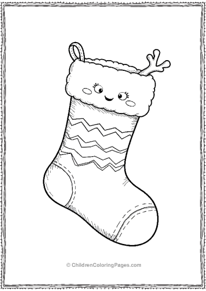 Christmas Stocking With Zig Zag Pattern Free PDF Printable