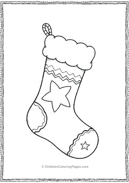 Christmas Stocking With Zigzag And Star Patterns Free PDF Printable