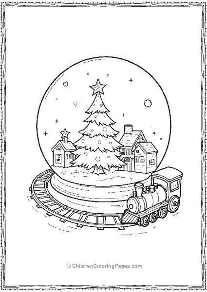 Christmas Toy Train Circle Featuring A Snow Globe Free PDF Printable