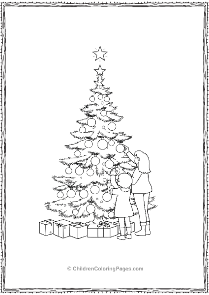 Christmas Tree Being Decorated Free PDF Printable