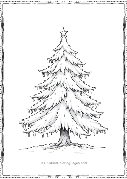 Christmas Tree Covered In Frost Free PDF Printable