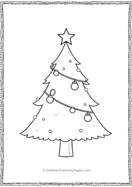 Christmas Tree Decorated With A Single Star Free PDF Printable