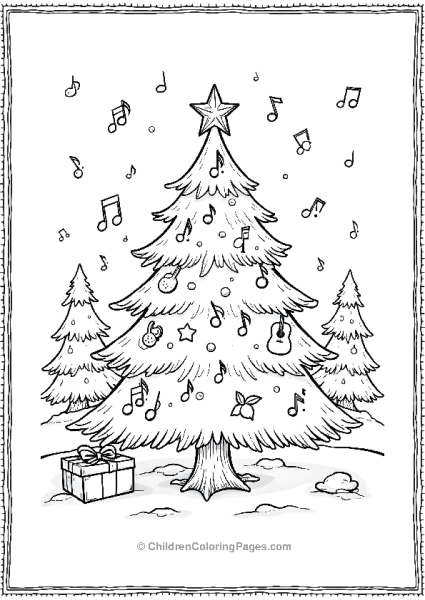 Christmas Tree Decorated With Musical Notes Free PDF Printable