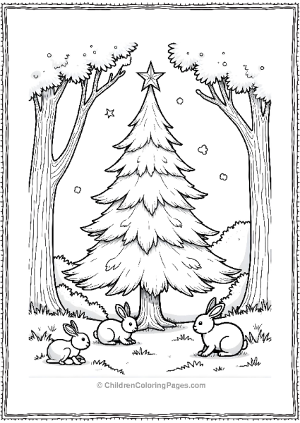 Christmas Tree In A Forest Scene Free PDF Printable