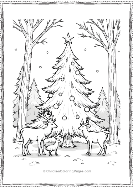 Christmas Tree In A Snowy Forest Free PDF Printable