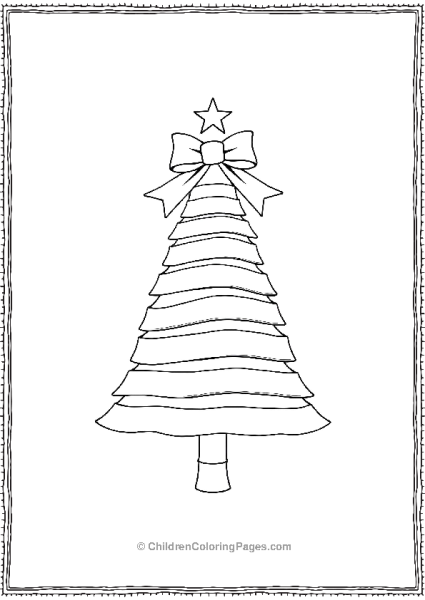 Christmas Tree Made Of Different Layers Of Ribbons Free PDF Printable