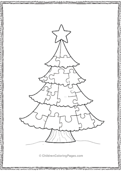 Christmas Tree Made Up Of Puzzles Free PDF Printable