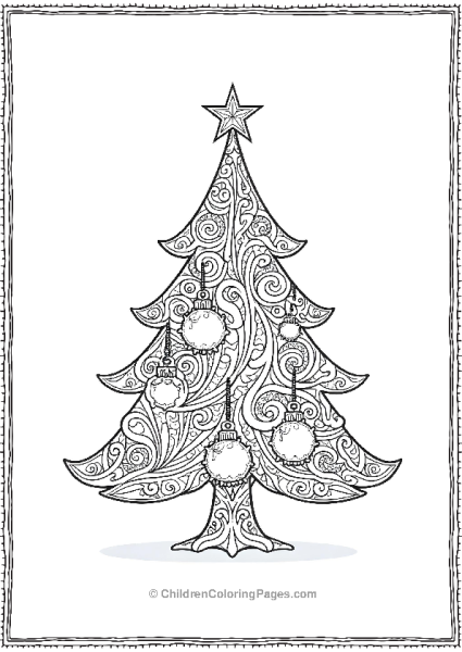 Christmas Tree Mandala With Ornaments Free PDF Printable