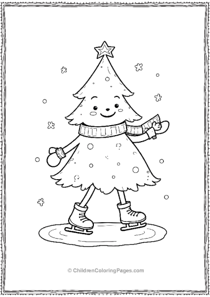 Christmas Tree Skating On A Frozen Pond Free PDF Printable