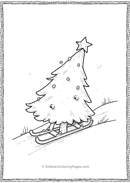 Christmas Tree Sledding Down A Hill Free PDF Printable