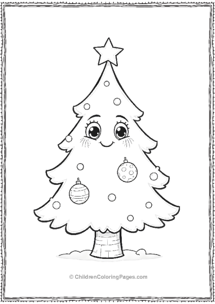 Christmas Tree Wearing A Smilling Face Free PDF Printable