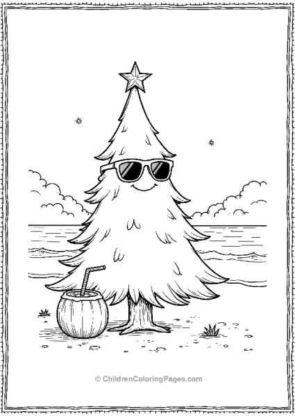 Christmas Tree Wearing Sun Glasses Free PDF Printable