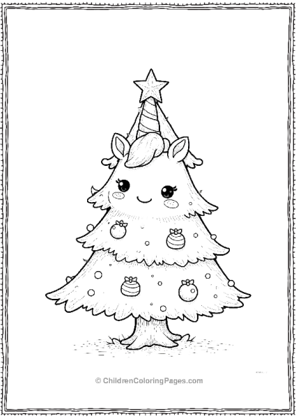 Christmas Tree With A Unicorn Horn Free PDF Printable