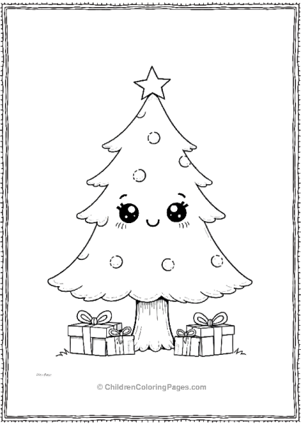 Christmas Tree With Big Sparkling Eyes Free PDF Printable