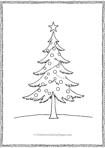 Christmas Tree With Ornaments Simple Easy To Color Free PDF Printable