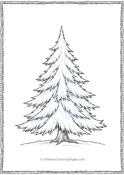 Christmas Tree With Thick Snowy Branches Free PDF Printable