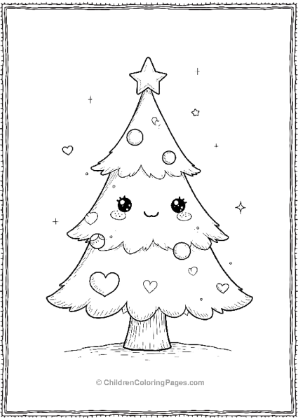 Christmas Tree With Tiny Blushing Cheeks Free PDF Printable