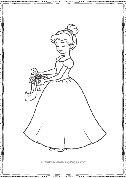 Cinderella Holding A Glass Slipper As A Present Free PDF Printable