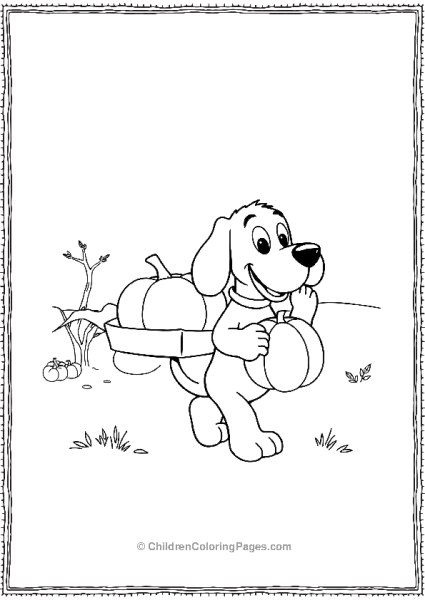 Clifford Carrying Pumpkins In Fall Free PDF Printable