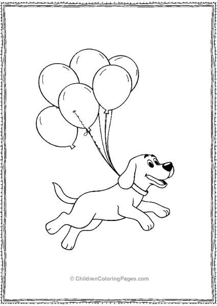 Clifford Flying With A Balloon Tied To Its Collar Free PDF Printable