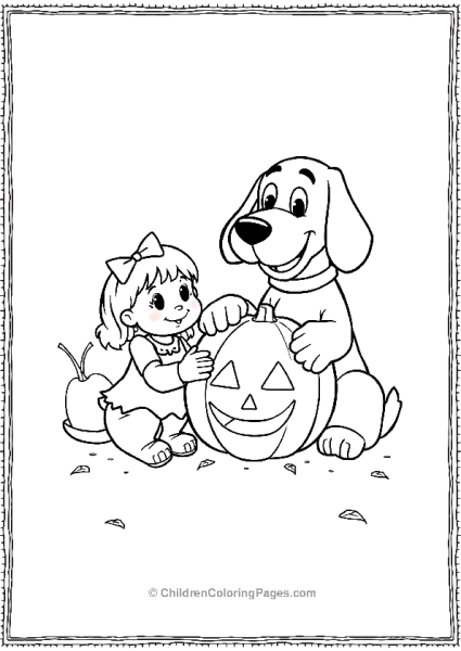 Clifford Helping Emily To Carve A Pumpkin Free PDF Printable